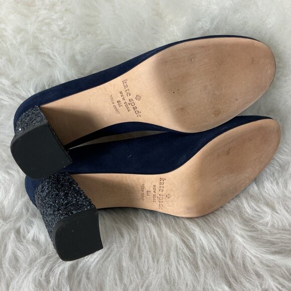 Kate Spade Blue Suede Glitter Heel Pumps 8M - Picture 7 of 8